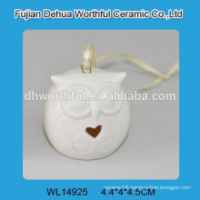 Elegant home decoration,white porcelain hanging decorative items with owl figurine